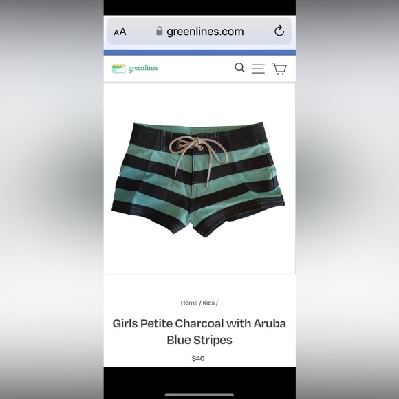 GREENLINES SWIM SHORTS girls #1386, size 12 - Picture 7 of 7